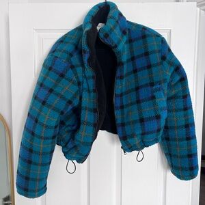 Blue and Black Plaid Jacket